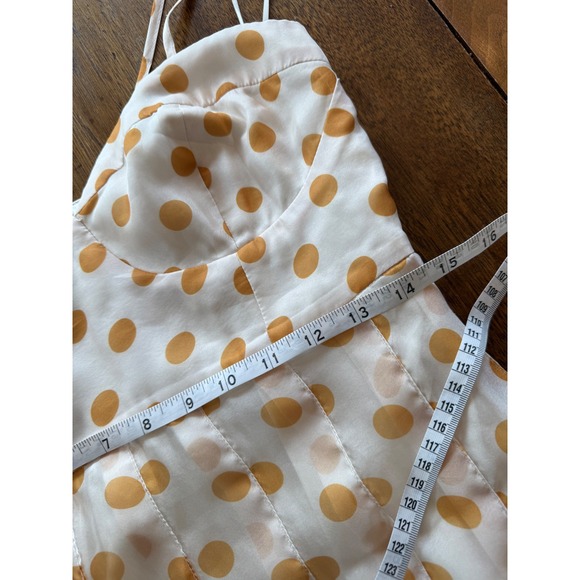 Anthropologie En Saison Ava Midi Dress Polka Dot Bustier Cream Yellow M Feminine - Picture 16 of 16